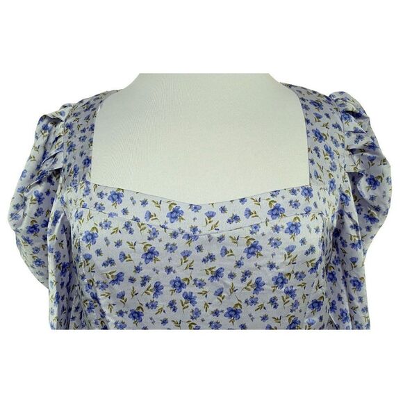 Lost & Wander Violetta Sweetheart Neck Balloon Sleeve Smocked Floral Top M NEW - Picture 3 of 9
